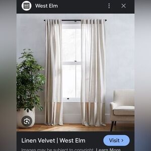 2 West Elm Linen curtain velvet bottom